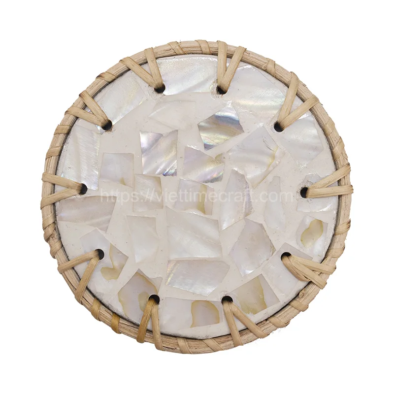 Wonderful Rattan Coaster Mix Mother Of Pearl