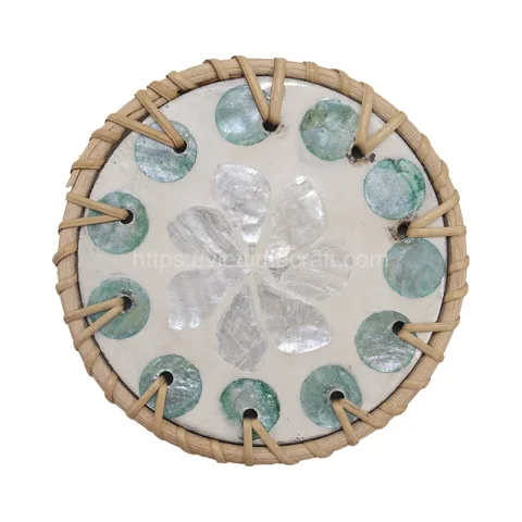 Set Rattan Coaster Mix Mother Of Pearl