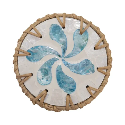 Rattan Coaster Mix Mother Of Pearl