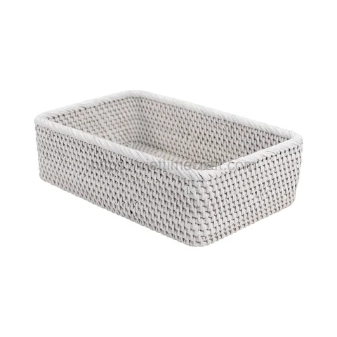 White Rattan Storage Boxes