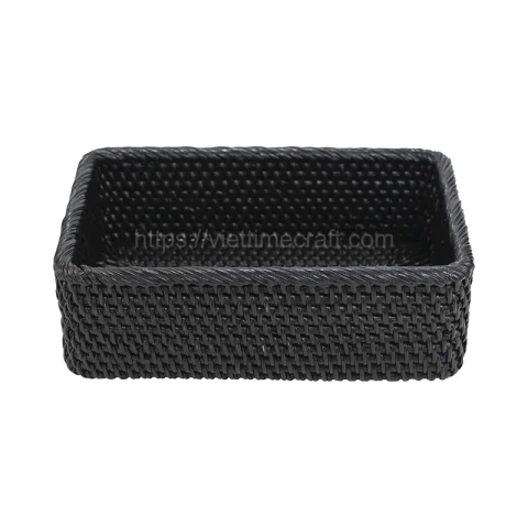 Black Rattan Storage Boxes