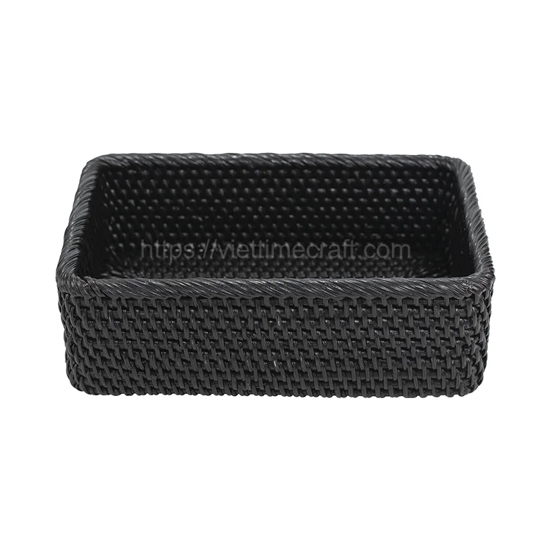 Black Rattan Storage Boxes