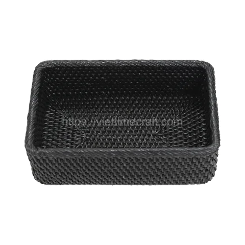 Black Rattan Storage Boxes