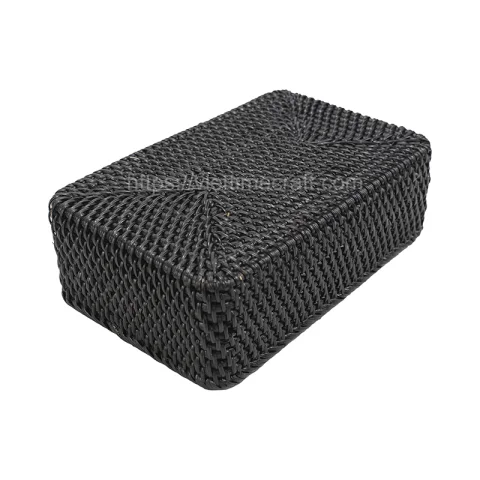 Black Rattan Storage Boxes