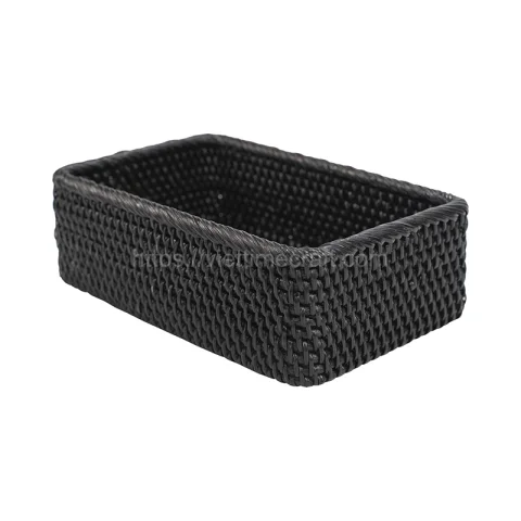 Black Rattan Storage Boxes