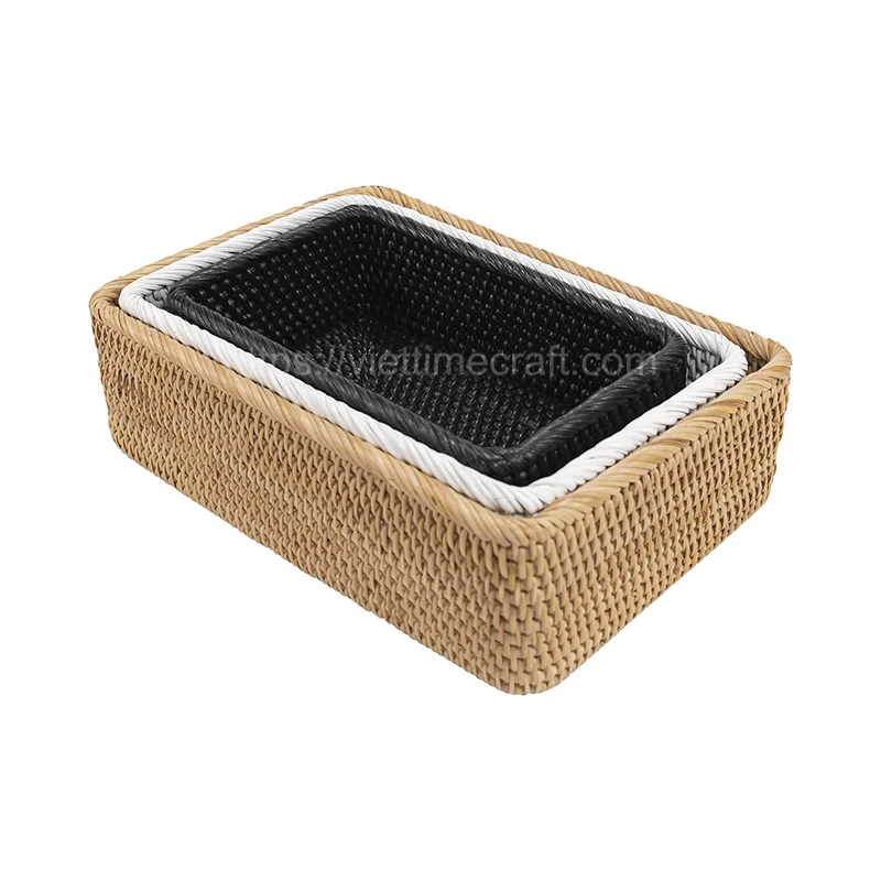 Set Of 3 Rattan Storage Boxes