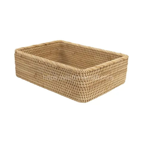 Set Of 3 Rattan Storage Boxes