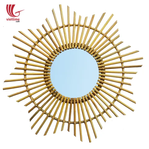Remarkable Sun Shaped Rattan Mirror