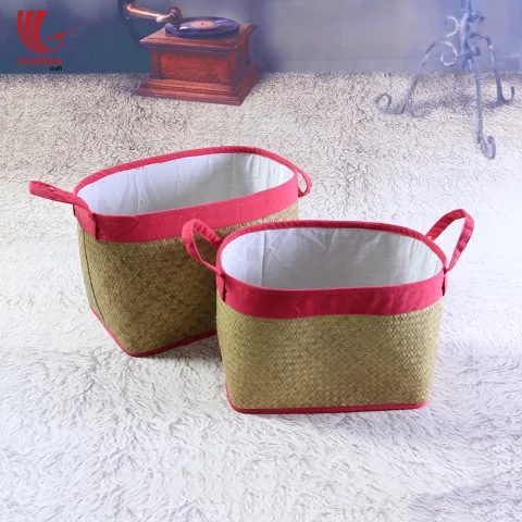 Natural Lepironia Storage Basket Set Of 2