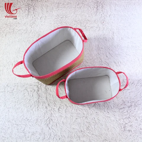 Natural Lepironia Storage Basket Set Of 2