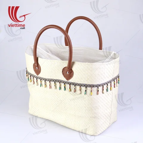 Palm Leaf Handbag With Beautiful Tassel