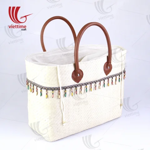 Palm Leaf Handbag With Beautiful Tassel