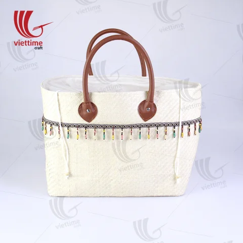 Palm Leaf Handbag With Beautiful Tassel