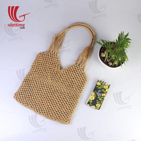 Rattan Export einzigartig braun Papier Tasche für Damen Großhandel - REX-MK0046