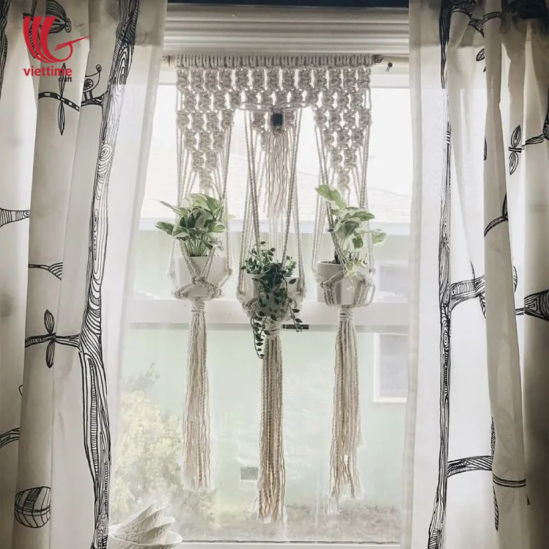 Vintage Macrame Plant Hangers For Window