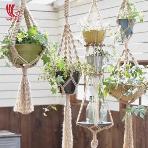 Rattan Export Jute Rope Macrame Hanging Planter Basket - REX-MK0071