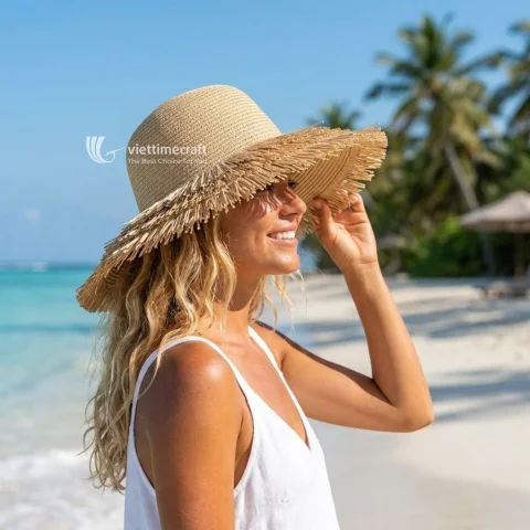 Hot-Selling Wide Brim Straw Hat for Women, Elegant Beach Hat for Summer Travel & Resort Wear