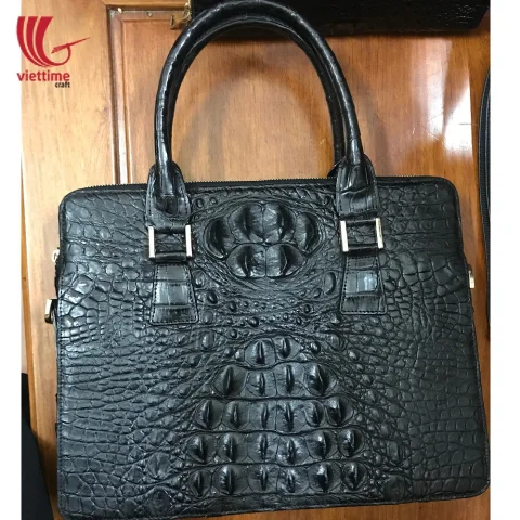 Authentic Embossed Crocodile Leather Handbag