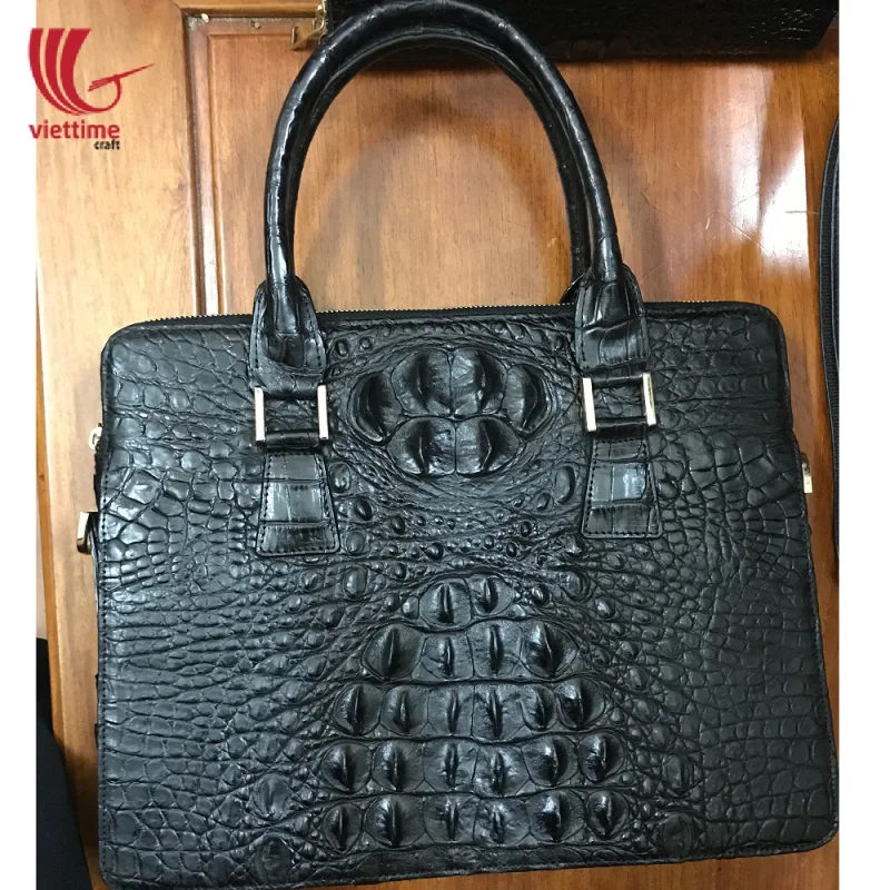 Authentic Embossed Crocodile Leather Handbag