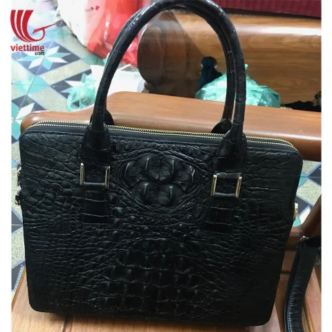 Authentic Embossed Crocodile Leather Handbag