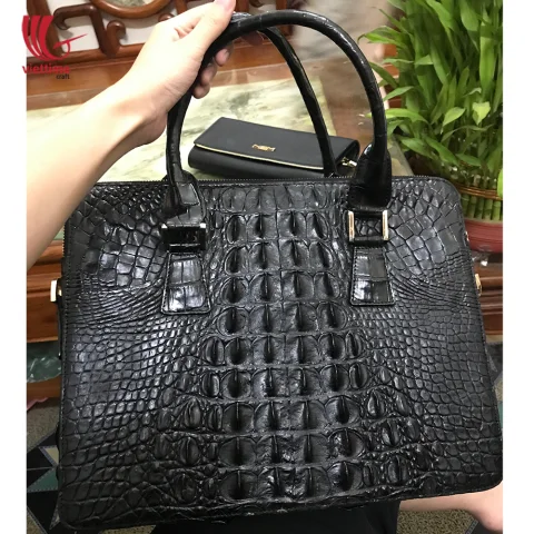 Authentic Embossed Crocodile Leather Handbag