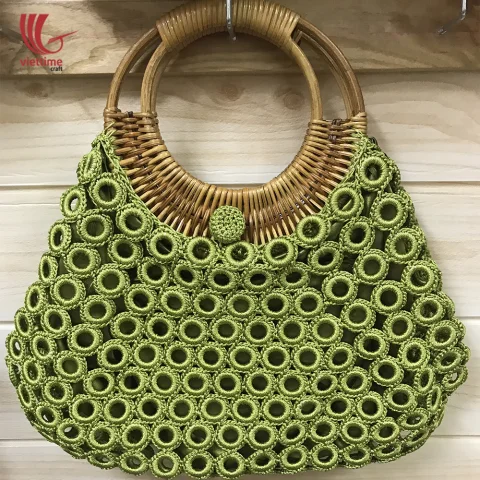 Vintage Floral Tote Bags With Rattan Handle