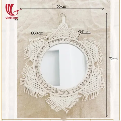 Flower Shaped Macrame Mirror Wall Hanging