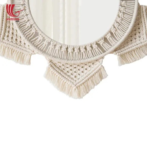 Flower Shaped Macrame Mirror Wall Hanging