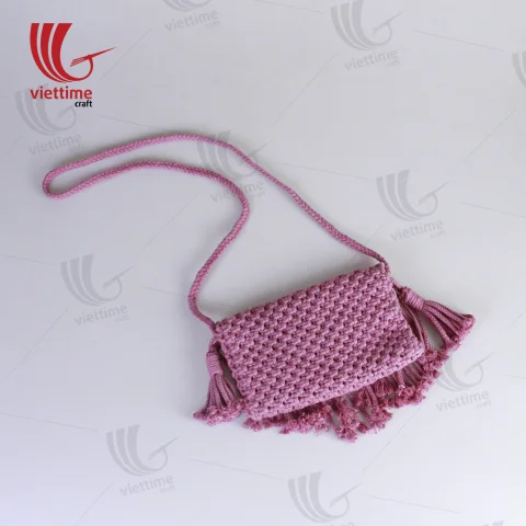 Stunning Pink Macrame Bag For Summer Fashion