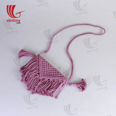 Stunning Pink Macrame Bag For Summer Fashion