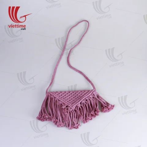 Stunning Pink Macrame Bag For Summer Fashion