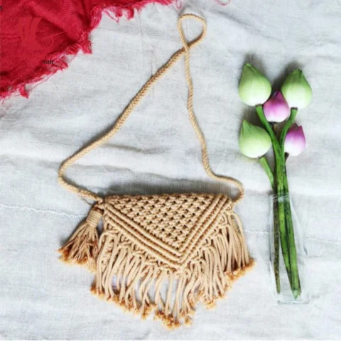 Cream Color Macrame Shoulder Bag Pattern