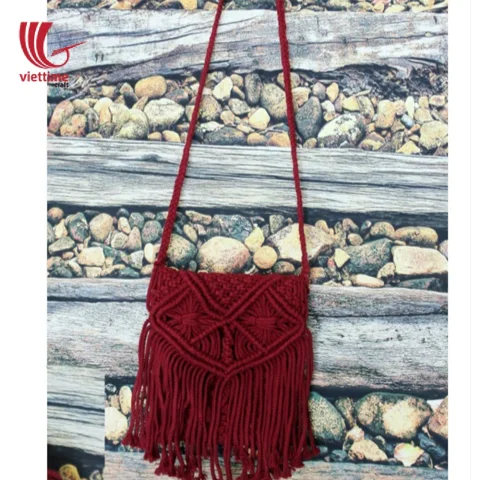 Cream Color Macrame Shoulder Bag Pattern