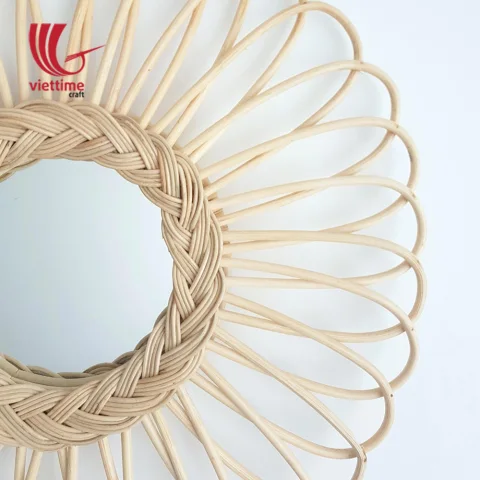 Sunflower Shape Rattan Mirror
