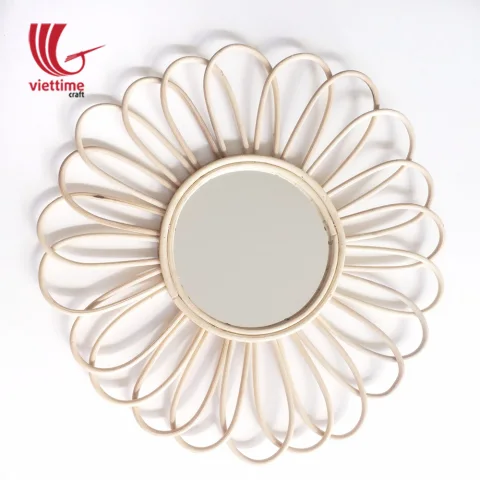 Sunflower Shape Rattan Mirror