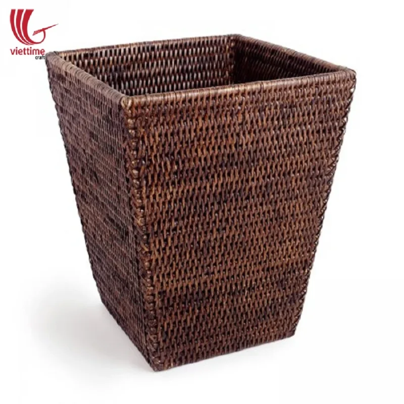 Handwoven Rattan Waste Basket Collection