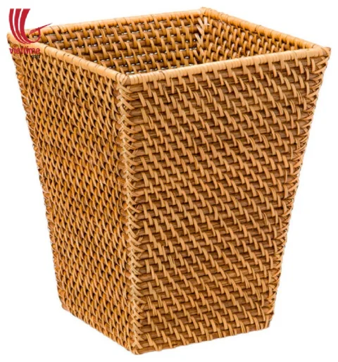 Handwoven Rattan Waste Basket Collection