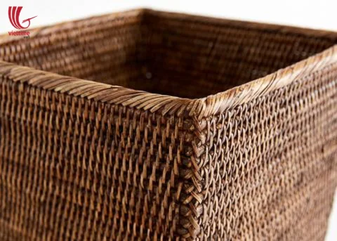 Handwoven Rattan Waste Basket Collection