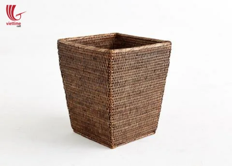 Handwoven Rattan Waste Basket Collection