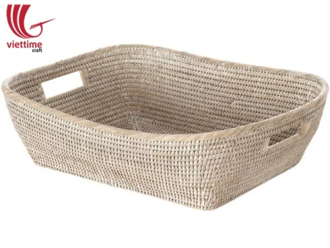 White Hand Woven Rattan Home Baskets