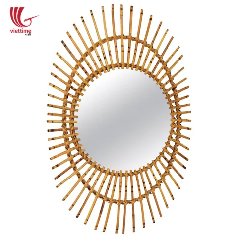 Rattan Export Mid-Century Modern Oval Rattan Mirror - REX-MXVTC0213