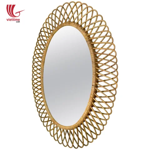 Oval Woven Wicker Rattan Mirror
