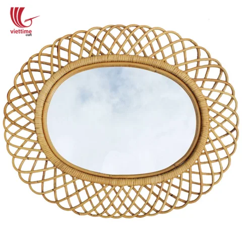 Oval Woven Wicker Rattan Mirror