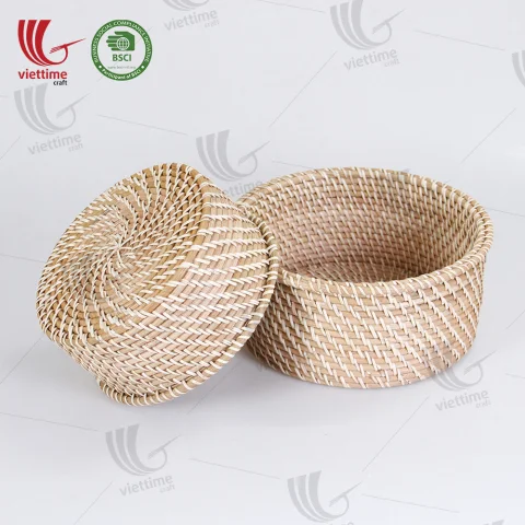 Light Brown Small Rattan Basket