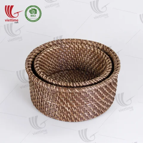 Brown Small Rattan Basket For Decor