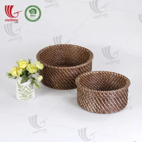 Brown Small Rattan Basket For Decor