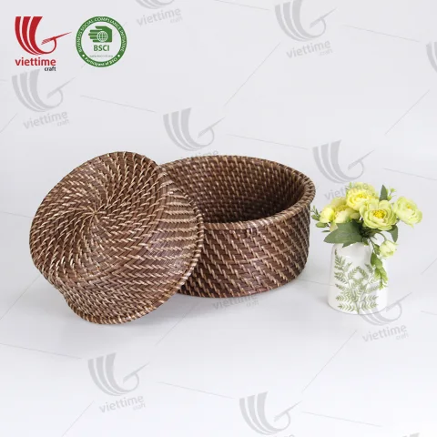 Brown Small Rattan Basket For Decor