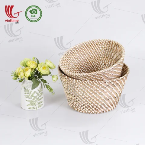 Light Brown Small Rattan Basket For Decor