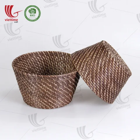 Honey Brown Small Rattan Basket For Decor