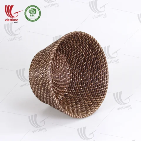 Honey Brown Small Rattan Basket For Decor